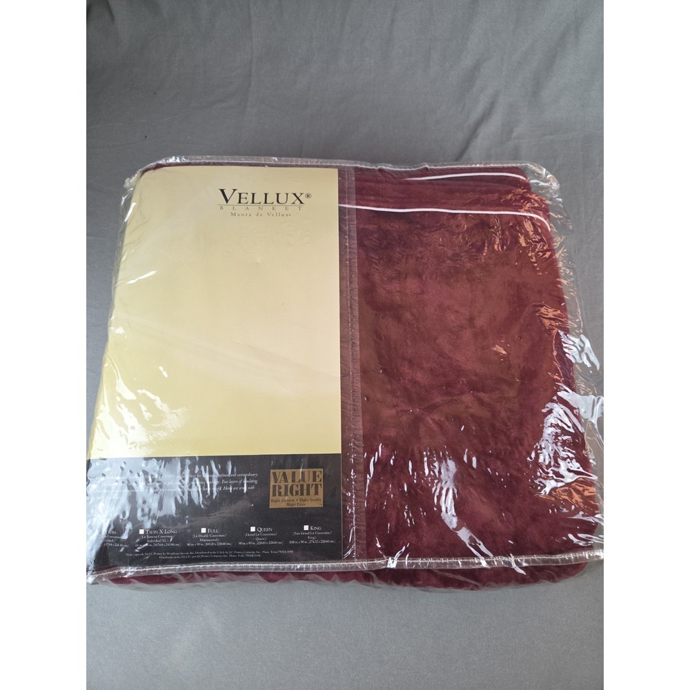 NIP Ultra Touch VELLUX Twin Blanket - Maroon 66" x 90" Velvety Soft Plush